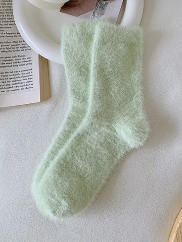 Women's Mint Green Fuzzy Socks