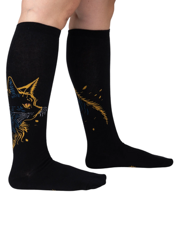 Women's Night Cat Knee High Socks
