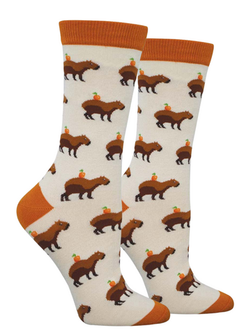Women's Bamboo Capybara Orange Socks