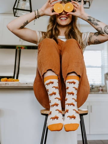Women's Bamboo Capybara Orange Socks