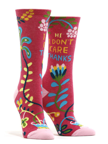 Women's Hi, I Don't Care, Thanks Socks