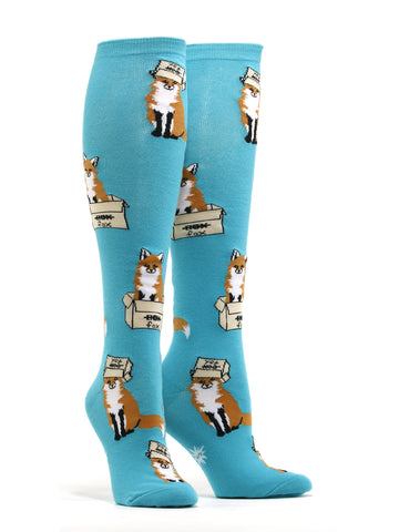Women's Foxes In Boxes Knee High Socks