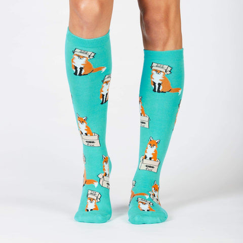 Women's Foxes In Boxes Knee High Socks