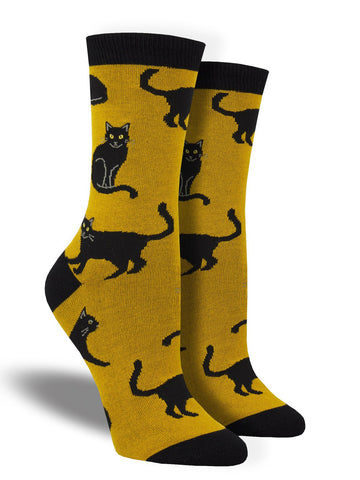 Women's Bamboo Black Cat Socks