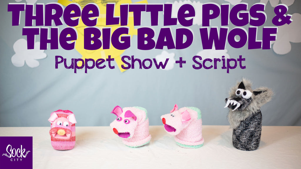 Three Little Pigs & Big Bad Wolf Puppet Show | Plus Mad Lib Script | Puppet Show Series #4