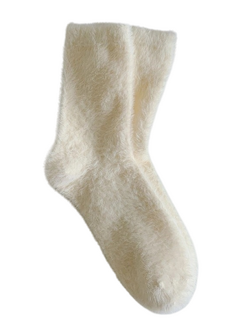 Women's Ivory Fuzzy Socks