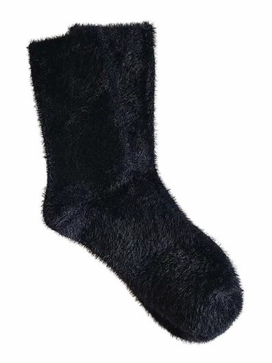 Women's Black Fuzzy Socks