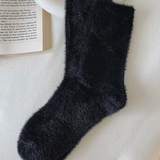 Women's Black Fuzzy Socks