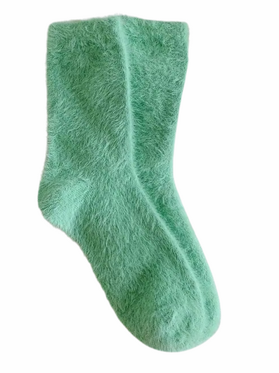 Women's Lake Green Fuzzy Socks