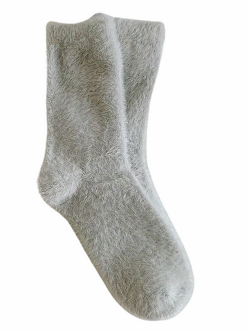 Women's Light Gray Fuzzy Socks