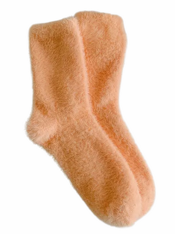 Women's Orange Fuzzy Socks
