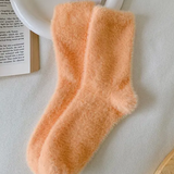 Women's Orange Fuzzy Socks