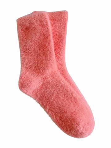 Women's Red Fuzzy Socks