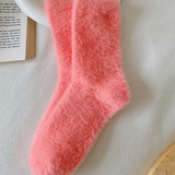 Women's Red Fuzzy Socks