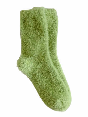 Women's Green Fuzzy Socks
