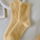 Women's Sunshine Yellow Fuzzy Socks