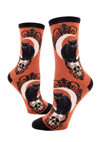 Women's Black Cat Moon Socks