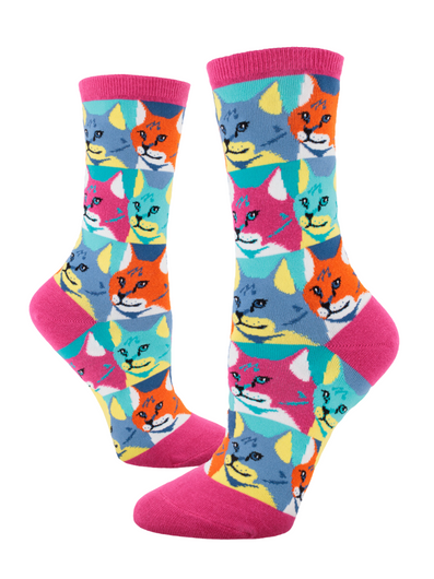 Women's Pop Art Cat Socks