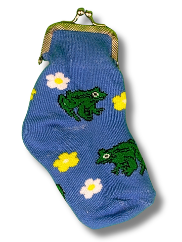 Floral Froggy Sock Coin Purse