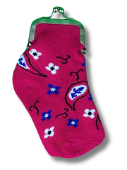 Pink Paisley Sock Coin Purse