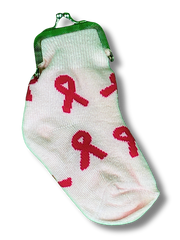 Pink Ribbon Sock Coin Purse