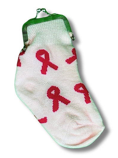 Pink Ribbon Sock Coin Purse