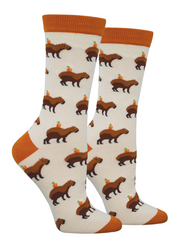 Women's Bamboo Capybara Orange Socks