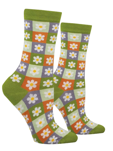 Women's Bamboo Daisy Squares Socks