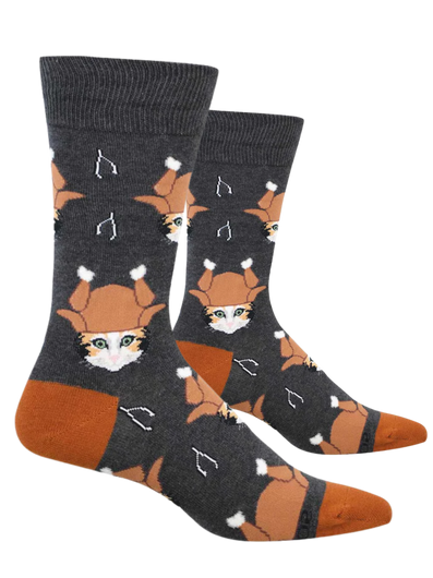 Men's Thanksgiving Cat Socks