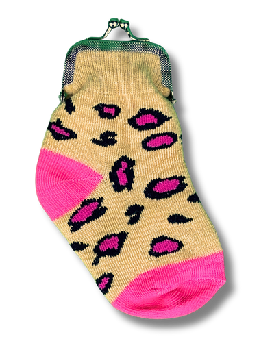 Sassy Leopard Print Sock Coin Purse