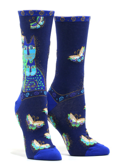 Women's Laurel Burch "Indigo Cats" Socks