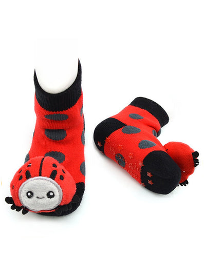 Baby's Ladybug Rattle Socks
